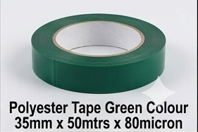 Polyester Tape Green Colour 35mm x 50mtrs x 80micron