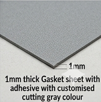 1mm thick Gasket sheet with adhesive with customised cutting gray colour