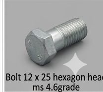 Bolt 12 x 25 hexagon head ms 4.6grade